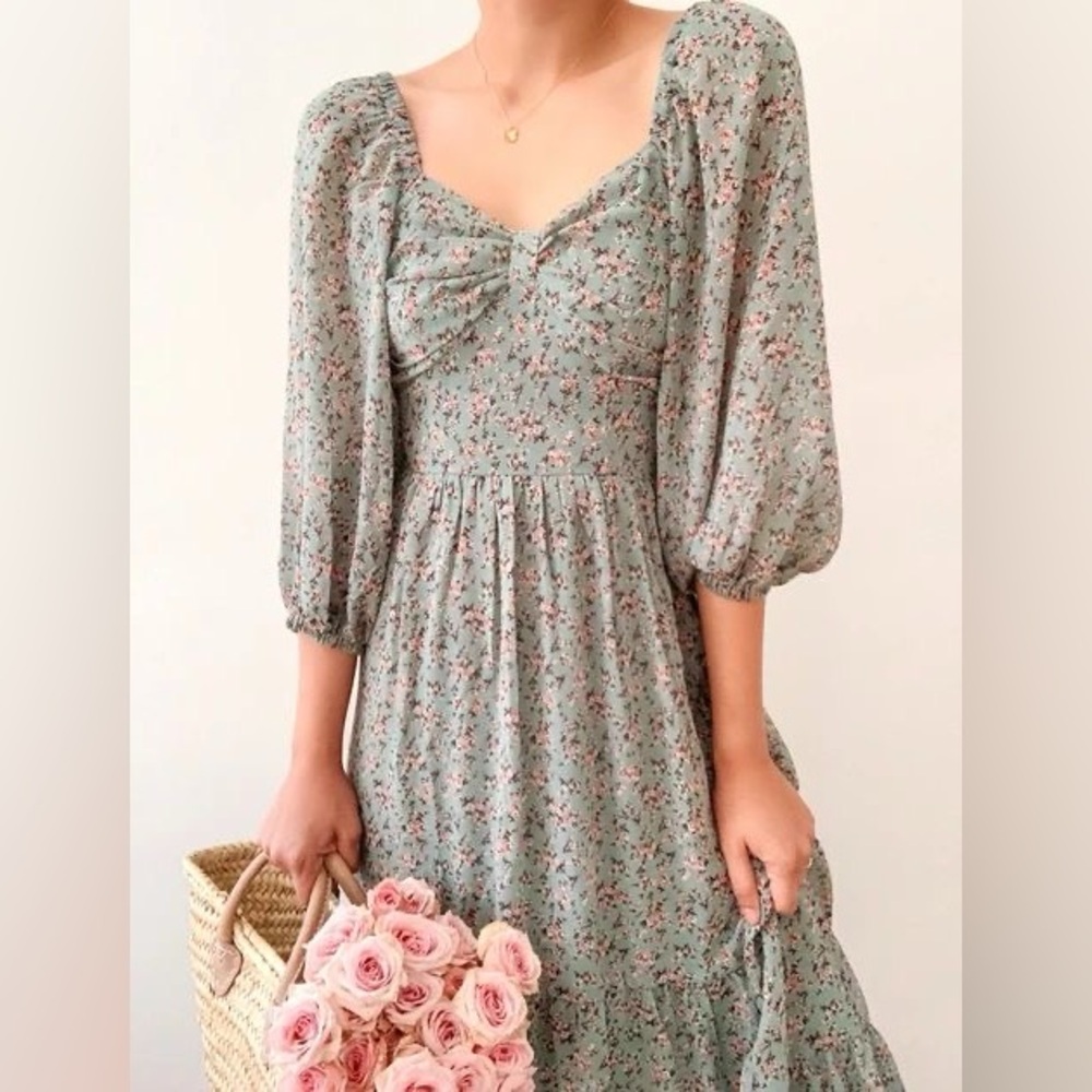 In Loom Dress from Breath of Youth. Blue floral pattern. Size Small.